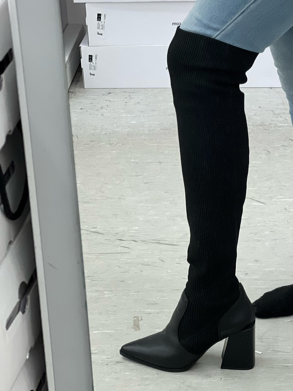 Aldo Black Over-the-Knee Sock Boot with Block Heel